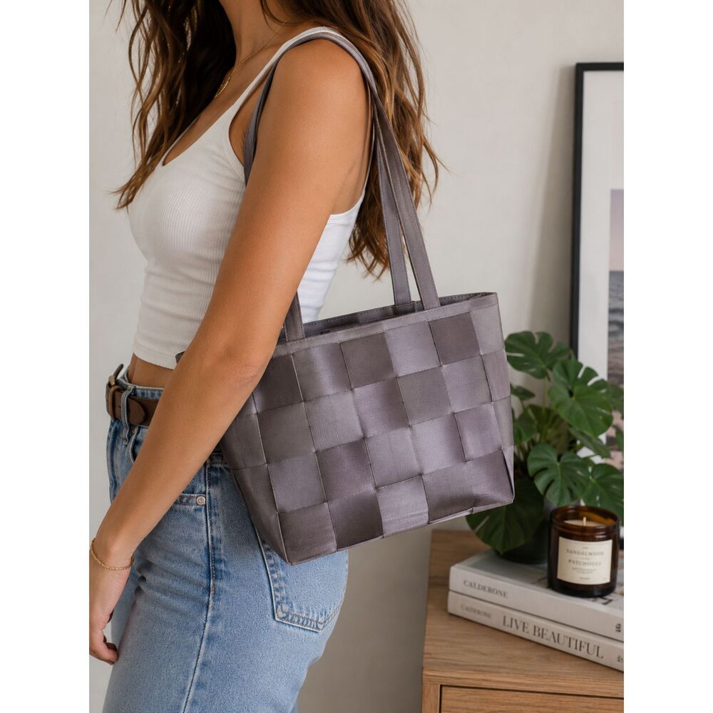Woven Shoulder Bag Seatbelt Purse Nylon Tote Quiet Luxury Y2K Minimalist